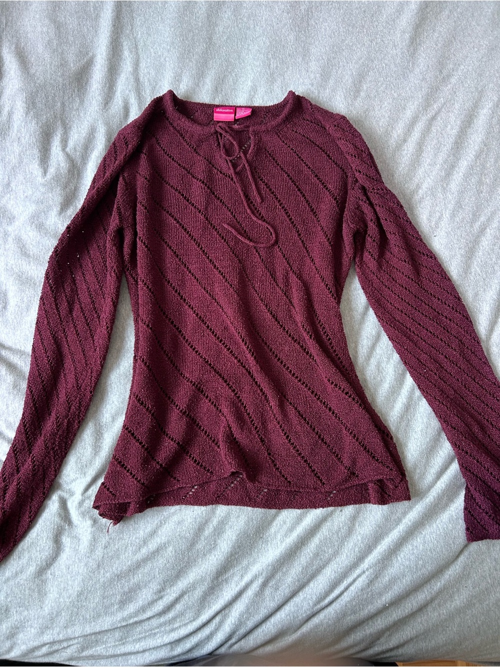 Maroon Knit Long-Sleeve Sweater Top